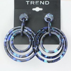 Trend Earrings 2 3/4" Blue Acrylic Strait Back